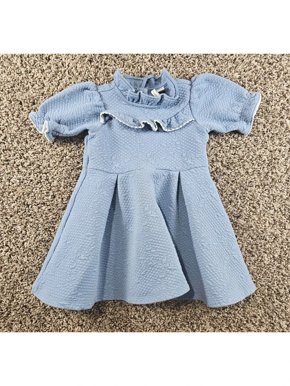 Janie and Jack Toddler Girls Sz 2T Pale Blue Ruffle Jacquard A Line Dress